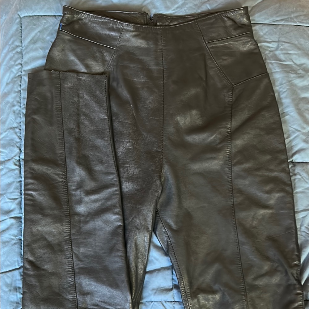Sleek Black Leather Trousers